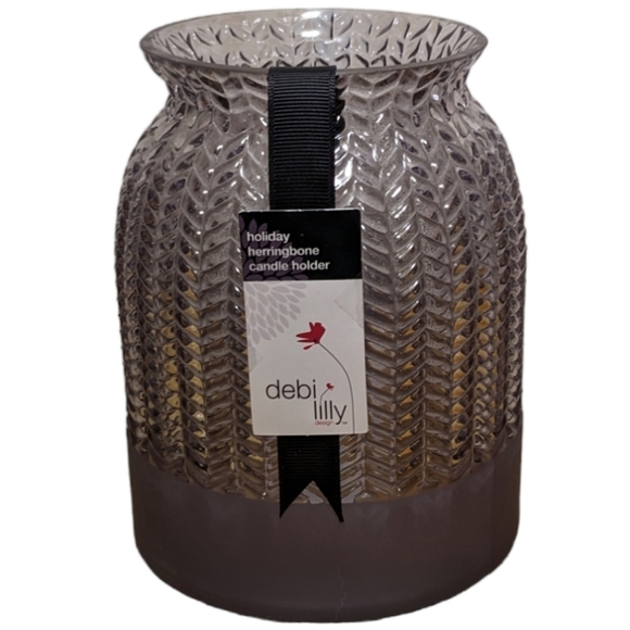 Debi Lilly Other - Debi Lilly Smokey Gray Heavyweight Holiday Herringbone Candle Holder Vase